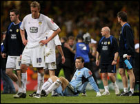 Leeds United players after the play-off final