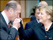 Angela Merkel ve Jacques Chirac 