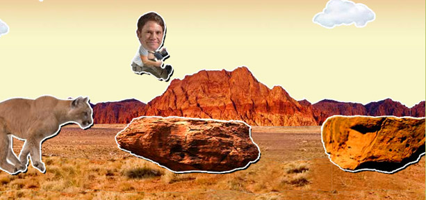 Steve Backshall in Deadly Dash 2 running away from a mountain lion