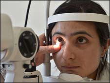 An ophthalmic medical check is carried out within the main Polyclinic located in the Athletes' Village