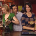Marianne and Sammi behind the bar with Ewan