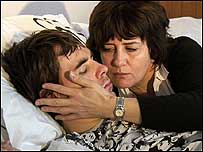 Christine with her dying son Andrew.