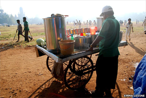 Drinks cart at cricket game