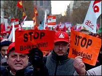 Sendikaların Strasbourg'daki gösterisi