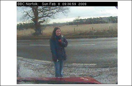 BBC Radio Norfolk's Becky Betts on the BBC Norfolk webcam during Treasure Quest