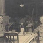 Taken the same night of peace being declared with the Japenese, Venice 1945 VJ Day. Sgt Ronald Budd (1/6th Queens Royal Regiment) celebrating with Harold Smith.