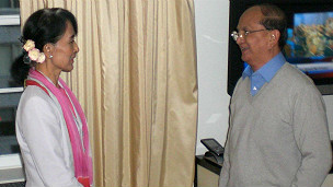 缅甸总统吴登盛与昂山素季在纽约会面