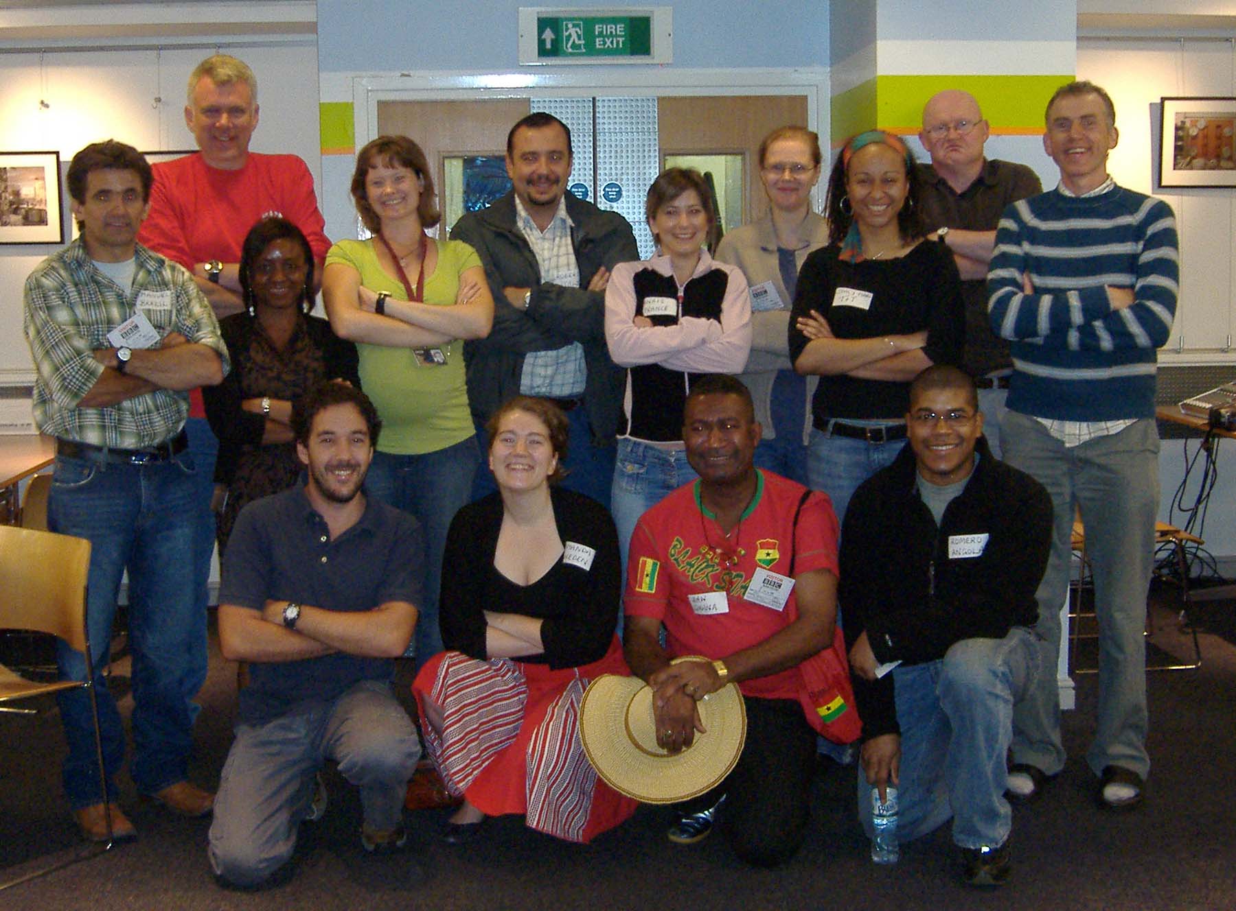 Back row left to right: Emanuel, Mark (editor) Vera (producer) Gill (producer) Roberto, Anais, Stella, Stacy-Marie, Mark (presenter) Martin (producer) Front row left to right: William, Amanda, Yaw, Romero