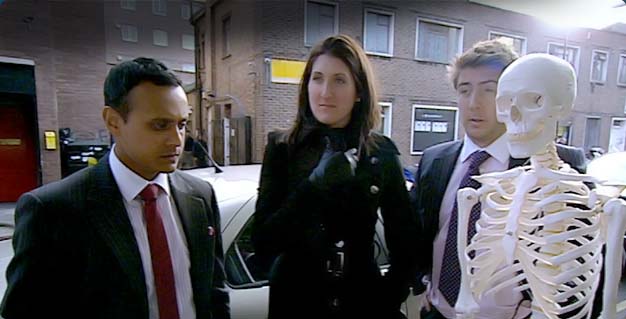 Noorul, Debra, Ben and Skeleton