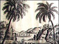 Drawing of Donnington Castle plantation c. 1800