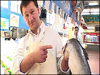 Fishmonger and fish