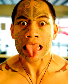 A Haka facial expression. Copyright: Manaia