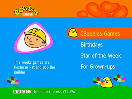 CBeebies homepage on DTT in 2007