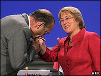 Şili lideri Michelle Bachelet ve Fransa Cumhurbaşkanı Chirac