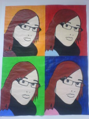 In the style of julian opie and andy warhol