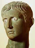 A bronze head of Augustus