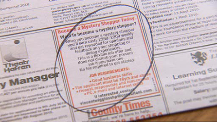 Mystery shopping adverts