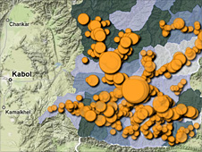 Screengrab of map of Afghan polling locations