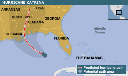 Mapa jihovýchodního pobřeží USA