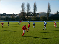 Jersey football team in action 