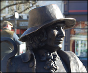 Close up of sculpture of Blind Jack