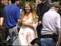 Sienna Miller on the set at Castle Combe