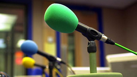 Microphones in a radio studio