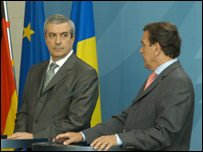 Gerhard Schroeder şi Călin Popescu Tăriceanu
