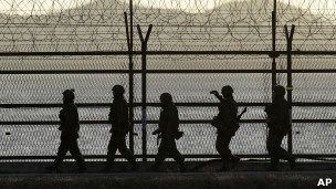 朝韓邊境巡邏的韓國士兵