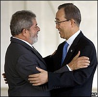 O presidente Lula e o secretário-geral da ONU, Ban Ki-moon