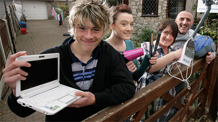 The Davies family with their well-used electrical appliances