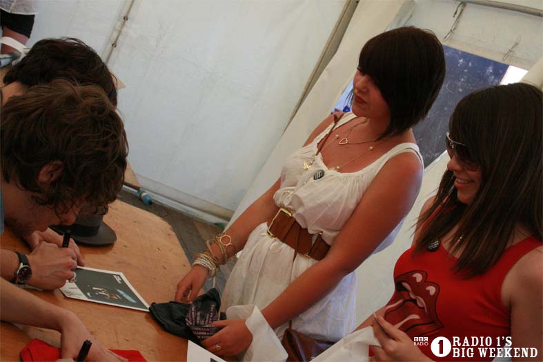 The Kooks in the signing tent