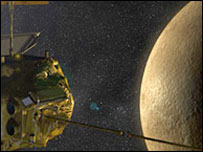 Messenger se aproxima de Mercúrio (ilustração)