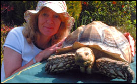 Joy with Zeus at The Tortoise Garden