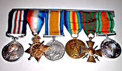 Medals awarded to Sergeant Robert McClurg of Crossgar. Second from right is the Croix de Guerre