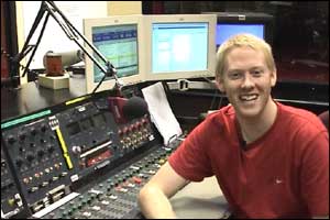 James Clark in a Radio Newcastle studio