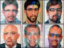 Faked British Passports. Top row, from left: James Leonard Clarke, Jonathan Louis Graham, Paul John Keeley. Bottom row, from left: Michael Lawrence Barney, Melvyn Adam Mildiner, Stephen Daniel Hodes