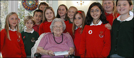 Ruby Baldry with Coldfair Green pupils