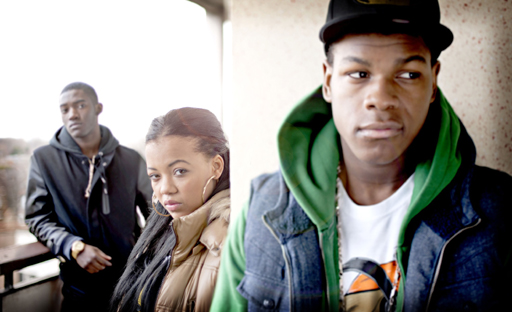 Danny (Malachi Kirby), Samantha (Simona Zivkovska) and Shakilus (John Boyega)