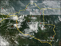 Imagem de satélite do Estado de Rondônia (Inpe)