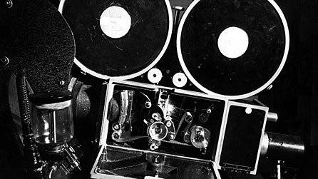 Black and white photograph of a camera