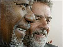 Lula ao lado de Kofi Annan