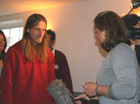 Being interviewed by local news