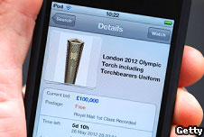 An Olympic torch auctioned on Ebay