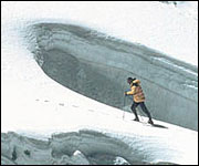 Joe Simpson tackles a glacier