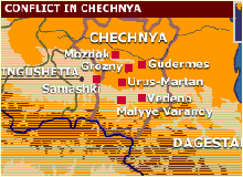 Map of the Chechen conflict.