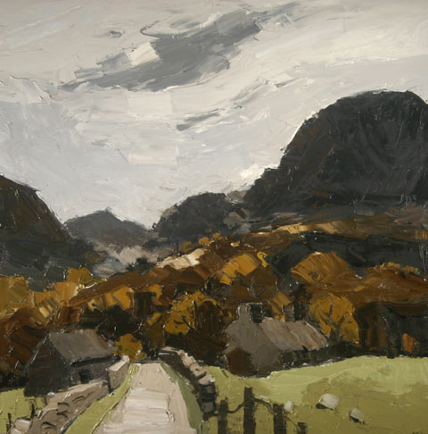 Sir Kyffin Williams' oil on canvas - Autumn, Waunfawr. Photo courtesy of Rogers Jones & Co