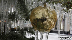 Ice on a Christmas tree (Image: Reuters)