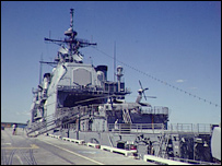 Mìssil é lançado de navio de combate americano no Pacífico (Foto de arquivo)