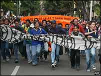 Manifestantes na Colômbia